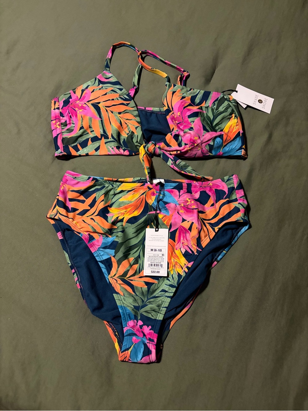 Shade & Shore Multicolor Floral High-Waist Bikini Set
